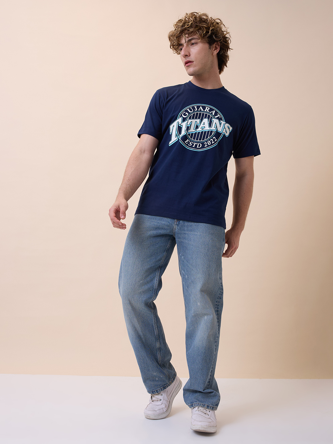 Gujarat Titans Men Navy Blue Typography Printed Half Sleeves Round Neck Cotton T-Shirt (5)