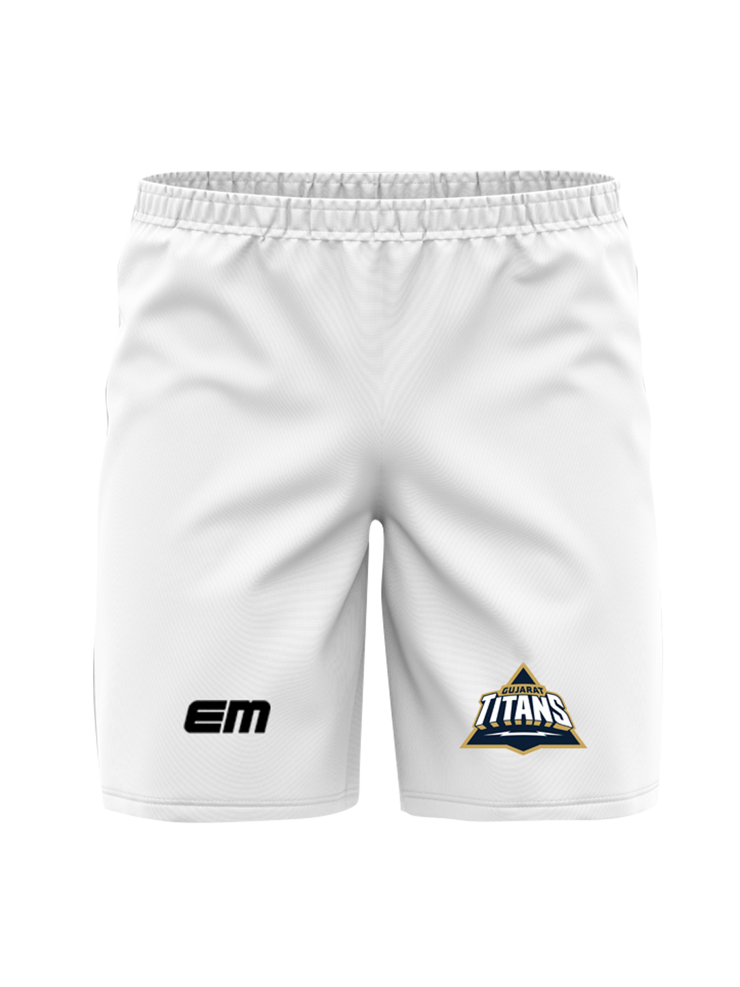 Gujarat Titans Men White Logo Printed Mid-Rise Polyester Training Shorts (1)