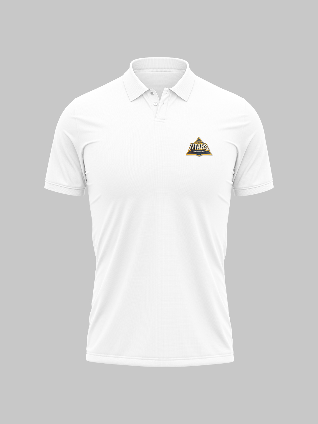 Gujarat Titans Men White Solid Half Sleeves Polo Collar Cotton Regular T-Shirt (4)