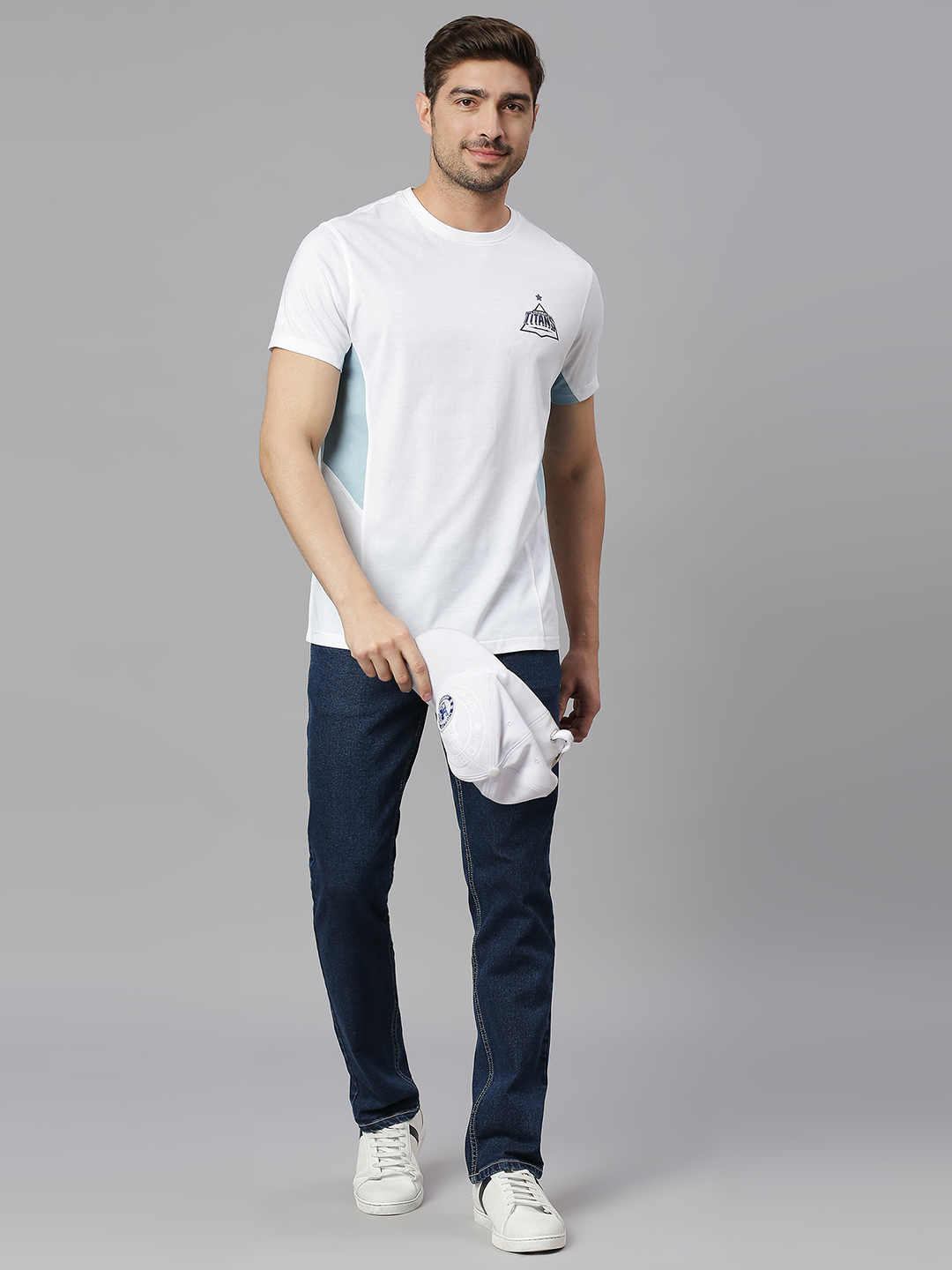 Gujarat Titans Men White Solid Half Sleeves Round Neck Polycotton T-Shirt (4)