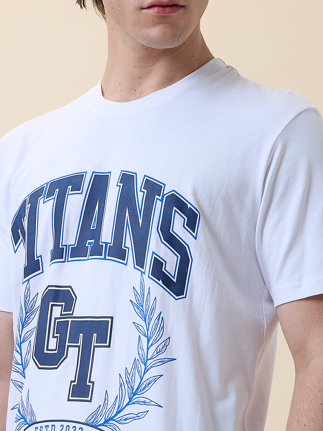 Gujarat Titans Men White Typography Printed Half Sleeves Round Neck Cotton T-Shirt (3)
