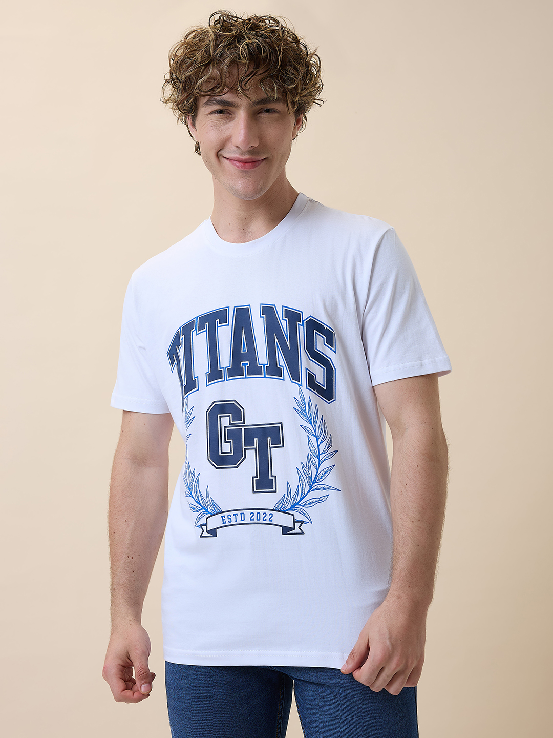 Gujarat Titans Men White Typography Printed Half Sleeves Round Neck Cotton T-Shirt (4)