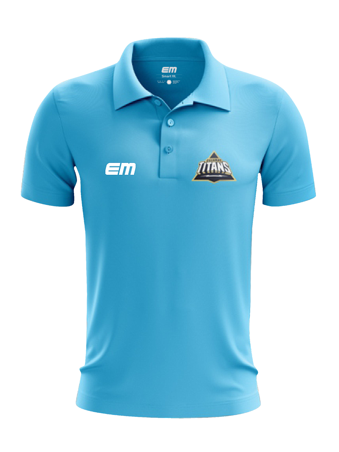 Gujarat Titans Men's Turquoise Blue Solid Half Sleeves Polo Collar Polyester T-Shirt (1)