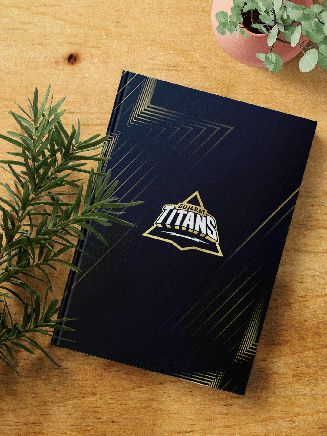 Gujarat Titans Navy Blue and Gold Logo Printed Hardbound Cover A5 Ruled 100 Pages Diaries - (Pack of 1) (4)
