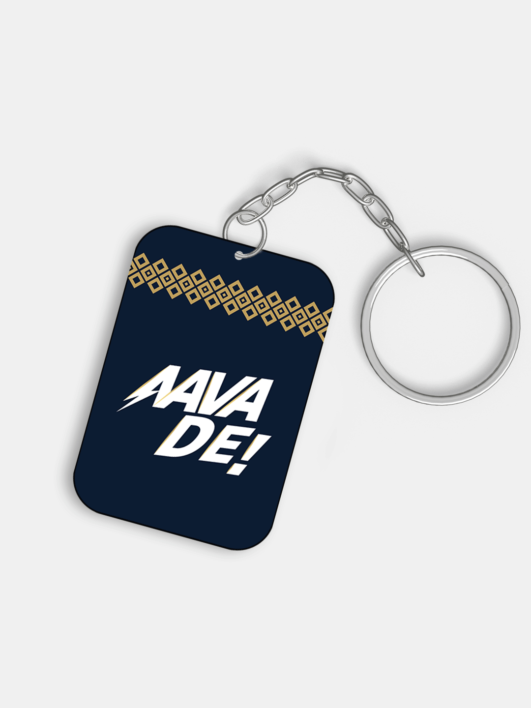Navy Blue Digital Print Aava De Metal Keychain - (Pack of 1)