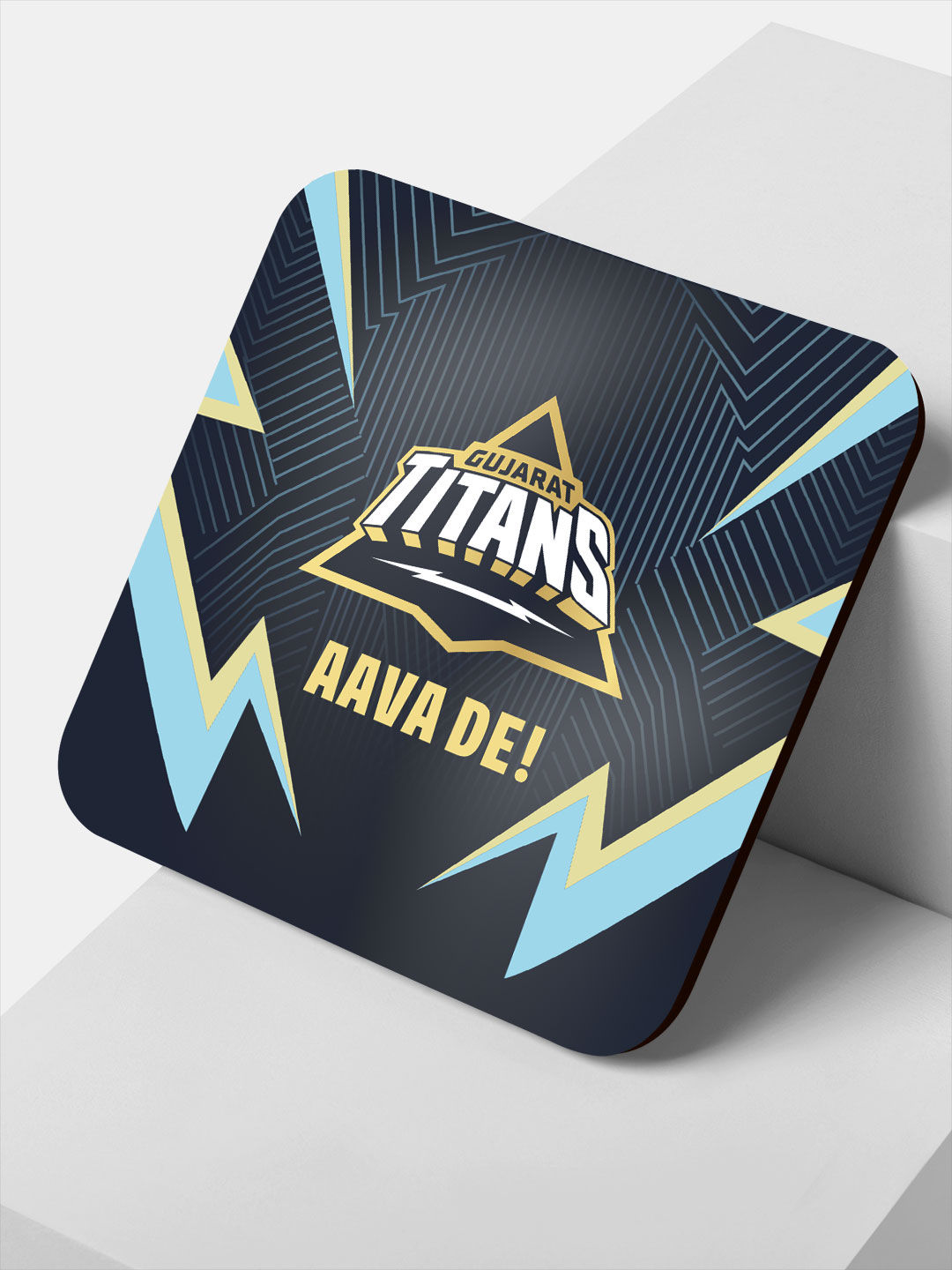 Gujarat Titans Navy Blue Printed Aava De Square Rubber Coasters - Set of 4 (1)