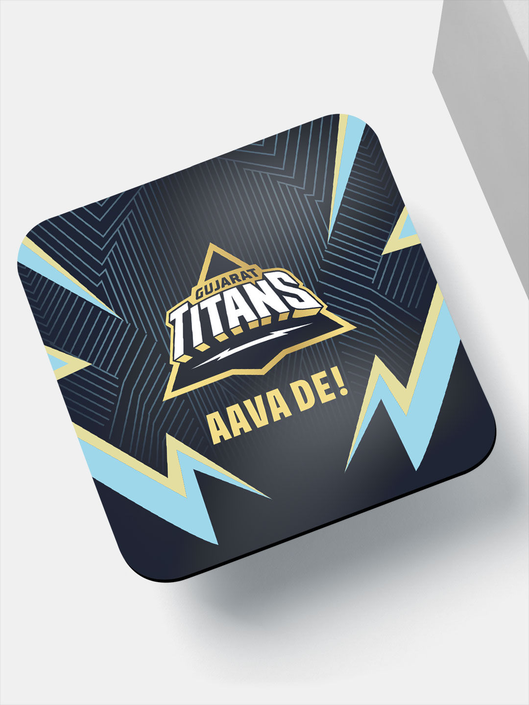 Gujarat Titans Navy Blue Printed Aava De Square Rubber Coasters - Set of 4 (2)