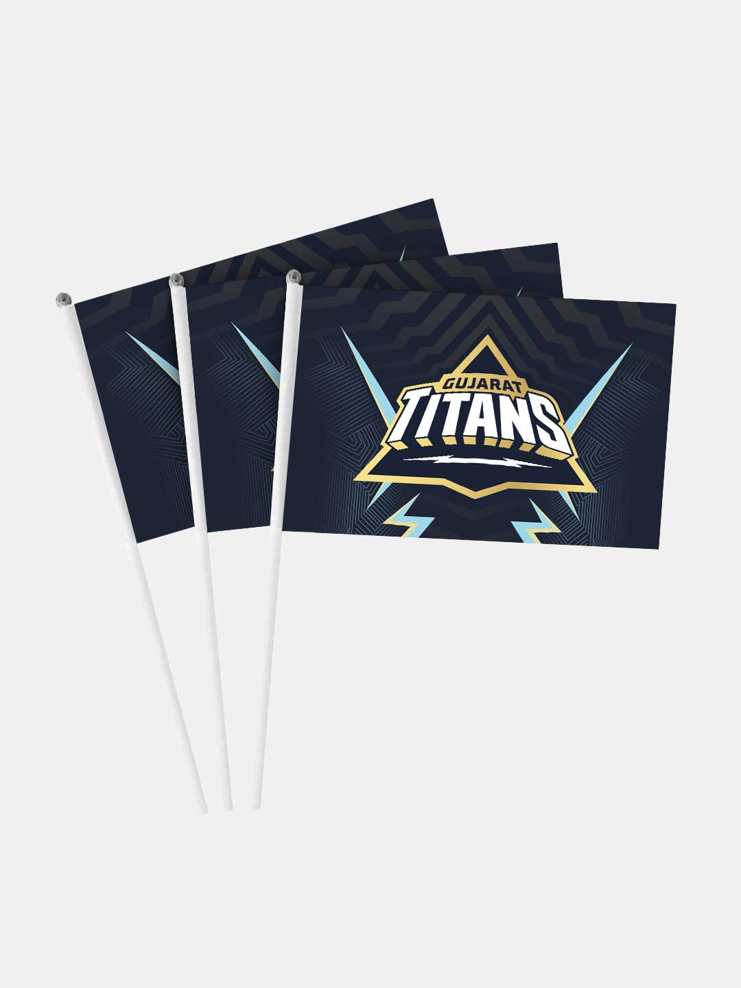 Gujarat Titans Navy Blue Printed Hand Held Polyester Mini Flags with Plastic Stick - Pack of 1 (1)