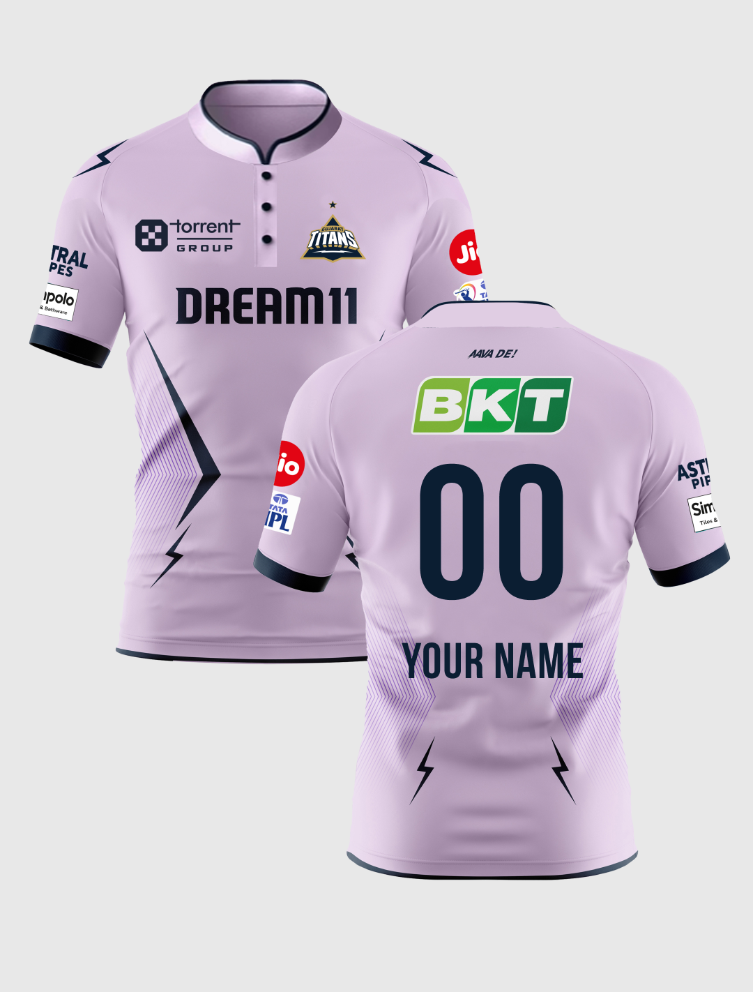 Gujarat Titans Official Men's Match Edition Jersey 2025 - Lavender (Customised)