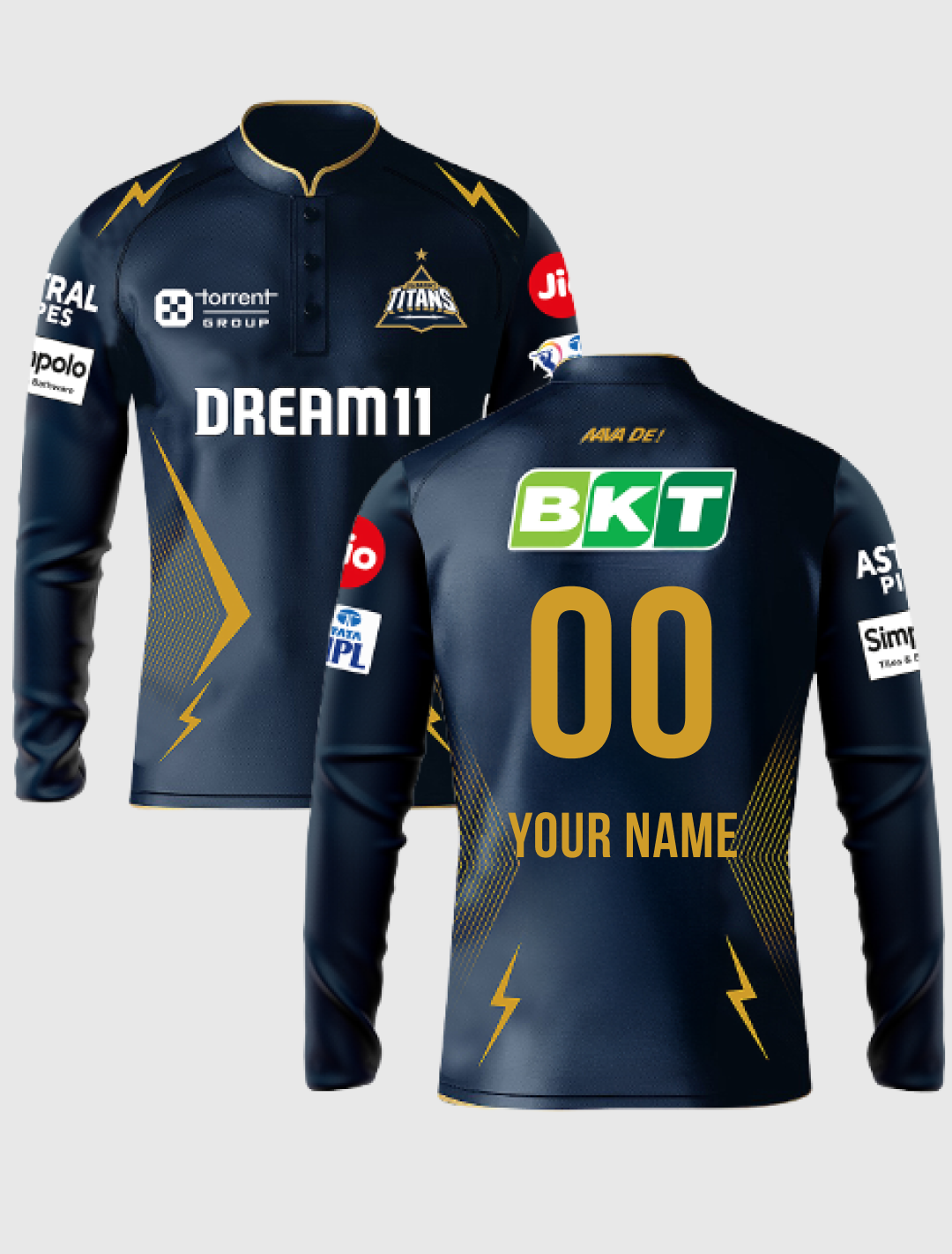 Gujarat Titans Official Men's Match Edition Long Sleeves Jersey 2025 - Customised (2)
