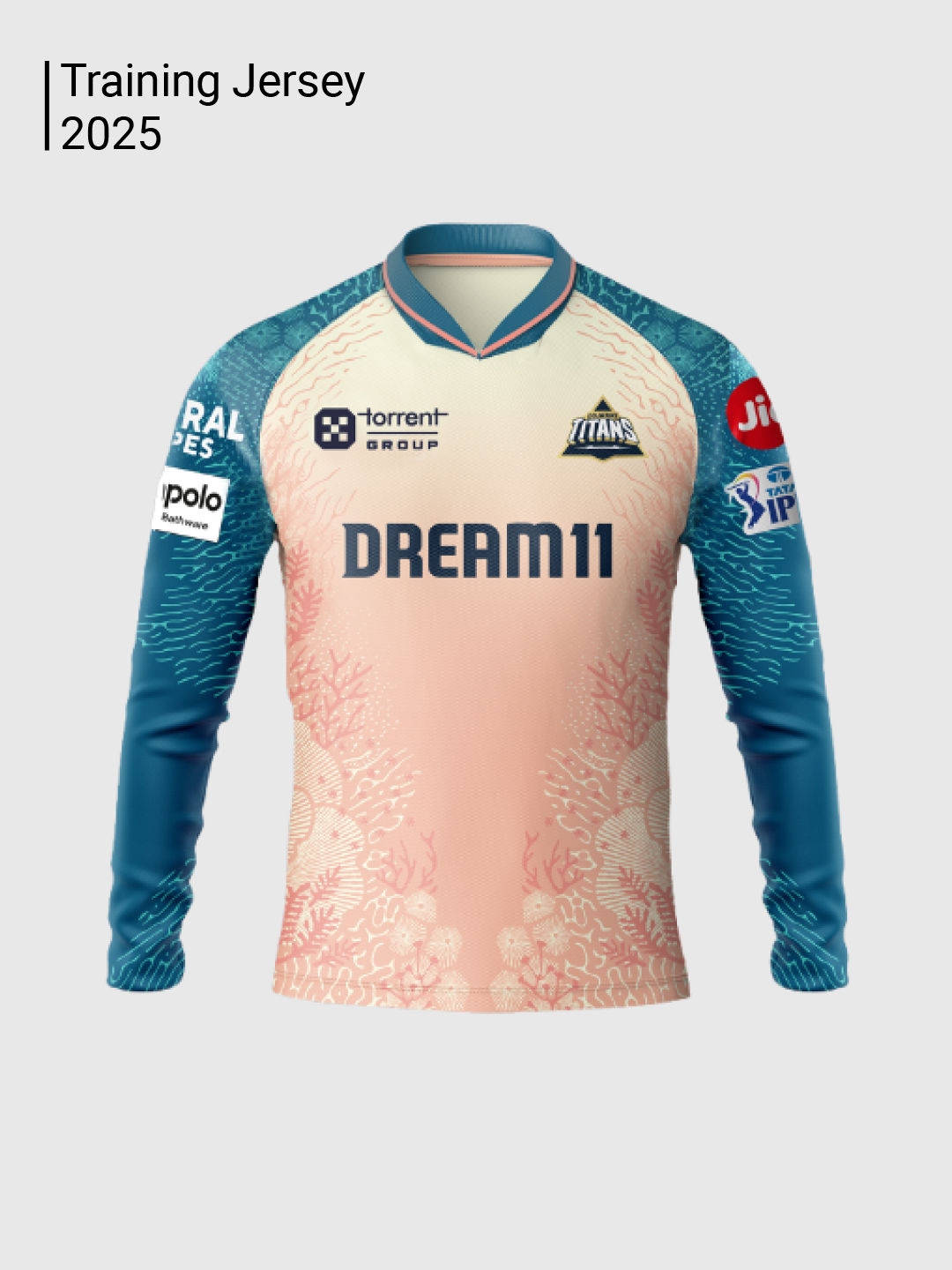 Gujarat Titans Official Player Edition Long Sleeves Training Jersey 2025 - Peach