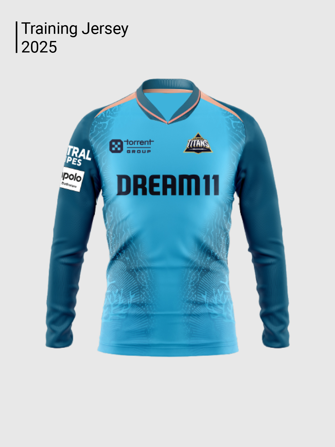 Gujarat Titans Official Player Edition Long Sleeves Training Jersey 2025 - Sky Blue