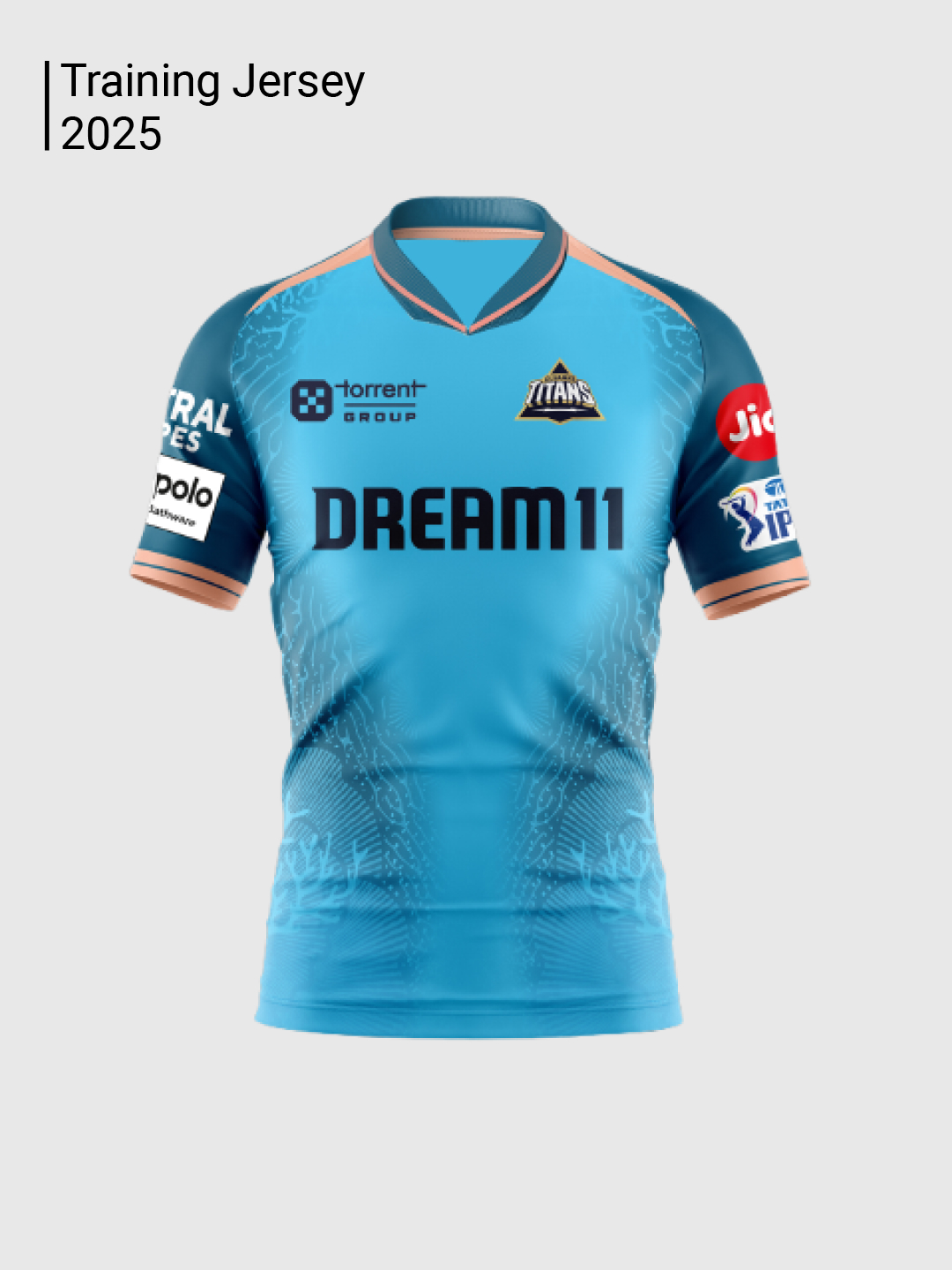 Gujarat Titans Official Player Edition Training Jersey 2025 - Sky Blue