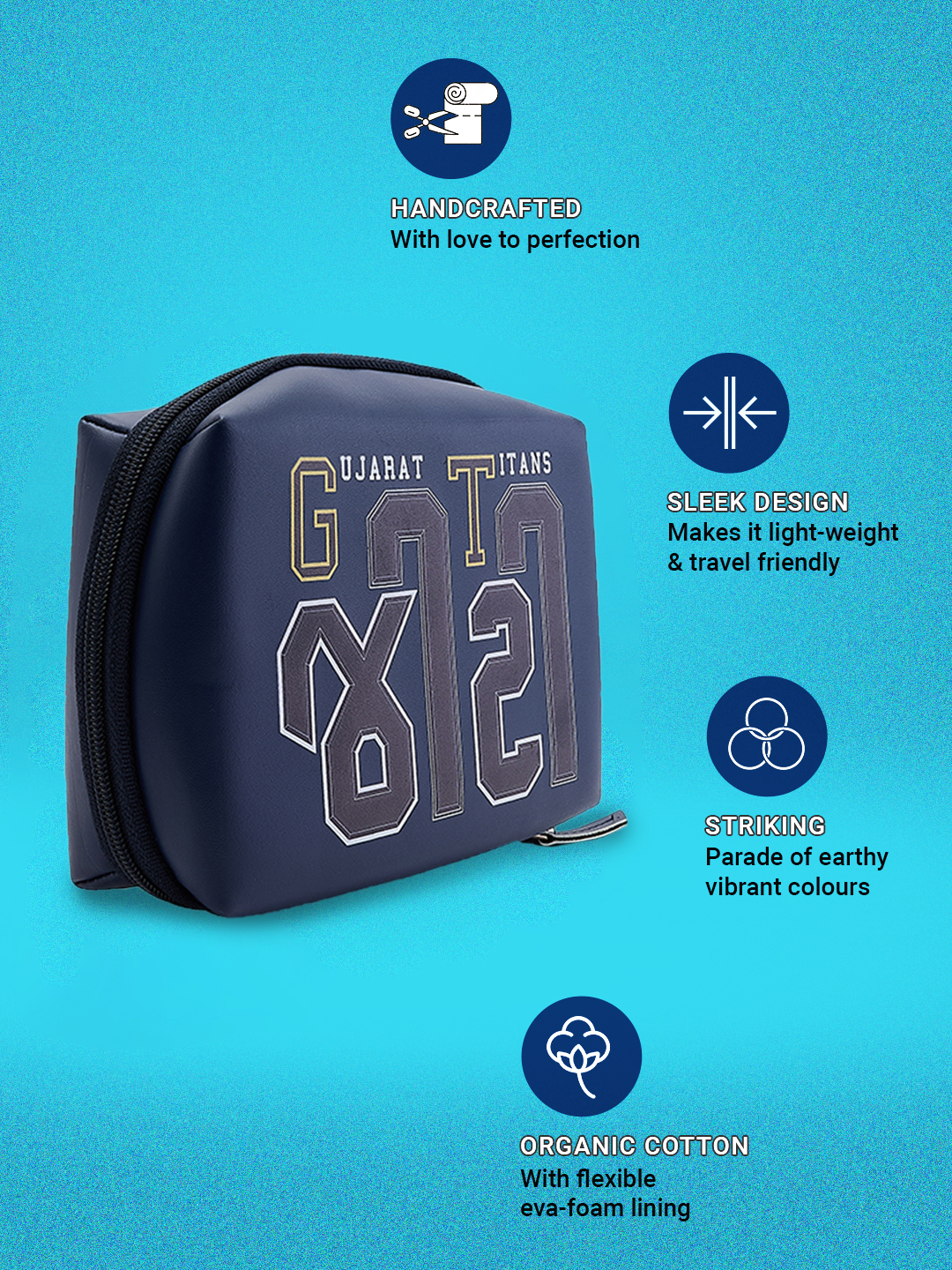Gujarat Titans Portable Electronics Accessories and Gadget Organizer Bag with Multi Compartments (Blue) (3)