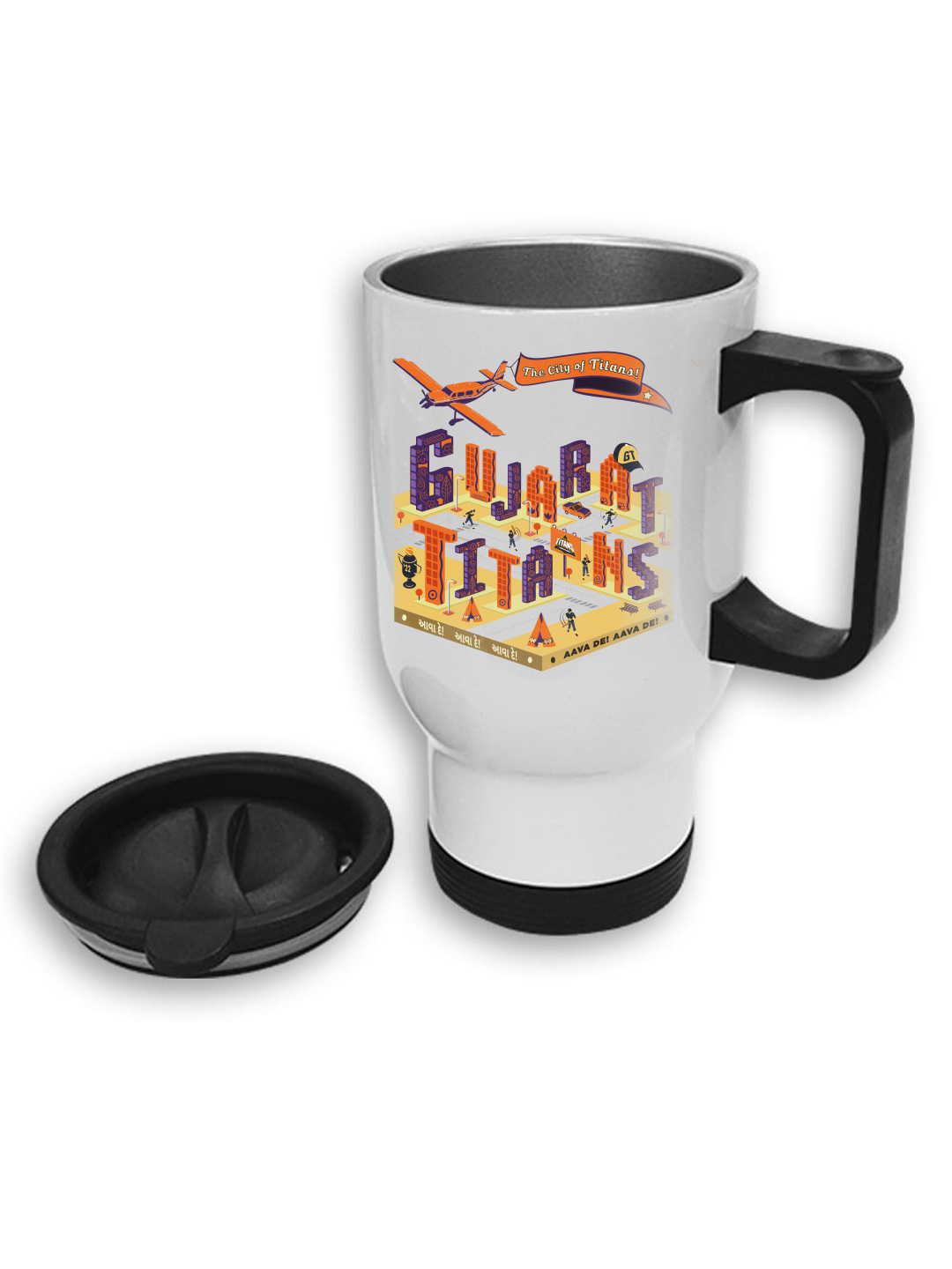 Gujarat Titans Travel Mug with Vacuum Insulated Double-Walled Leakproof Lid Stainless Steel Mug - 450 ML (6)
