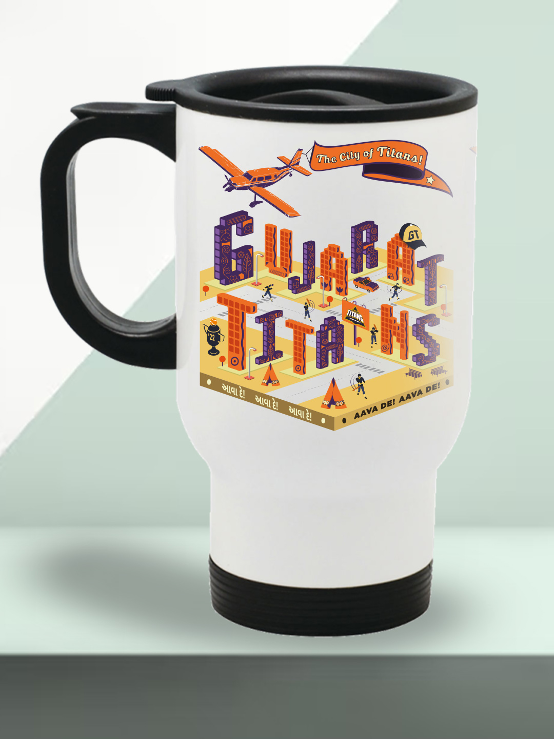 Gujarat Titans Travel Mug with Vacuum Insulated Double-Walled Leakproof Lid Stainless Steel Mug - 450 ML (1)