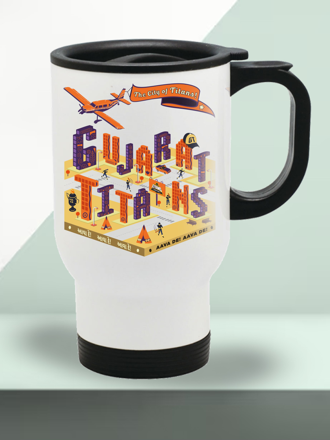 Gujarat Titans Travel Mug with Vacuum Insulated Double-Walled Leakproof Lid Stainless Steel Mug - 450 ML (3)