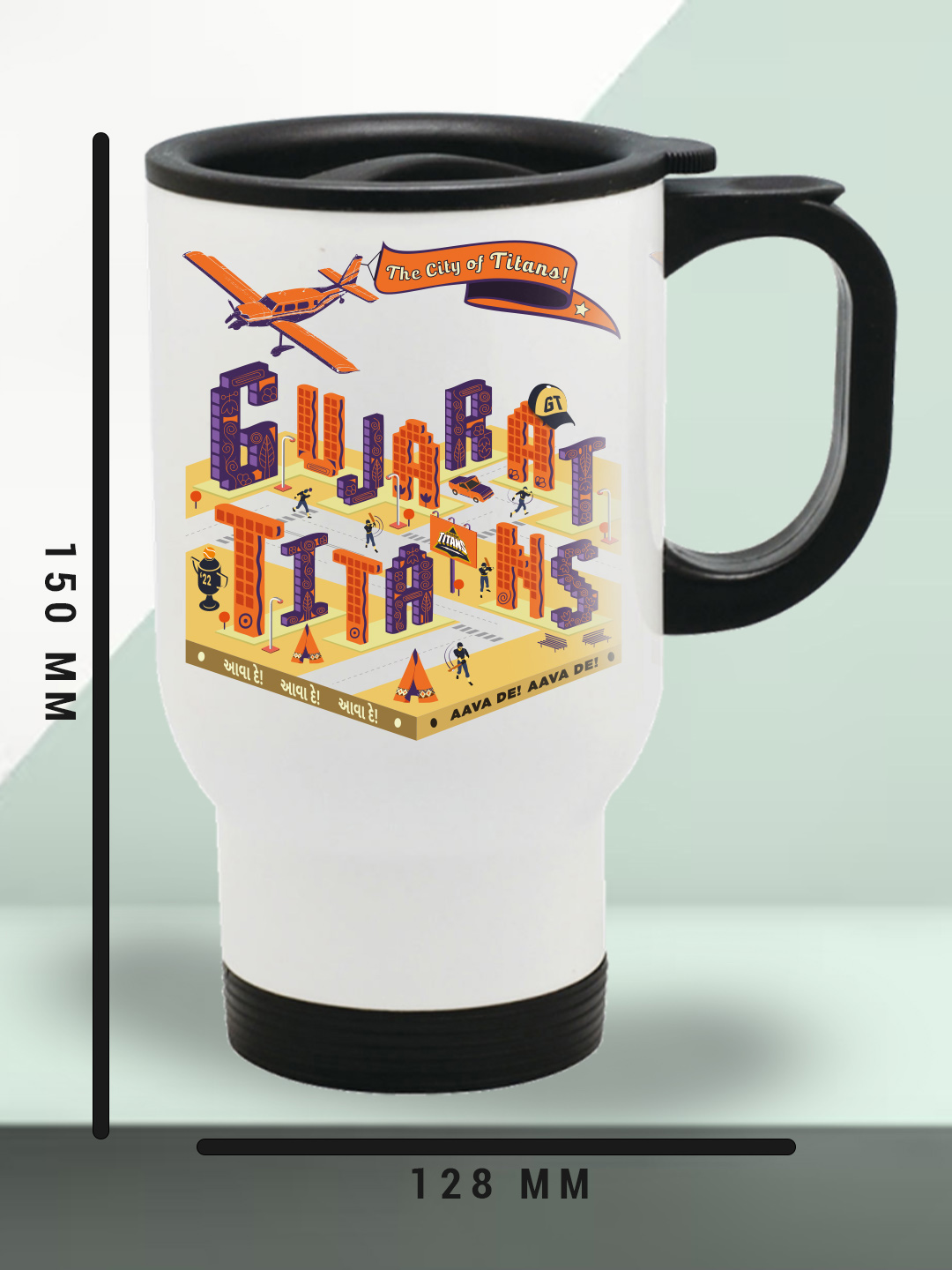 Gujarat Titans Travel Mug with Vacuum Insulated Double-Walled Leakproof Lid Stainless Steel Mug - 450 ML (7)