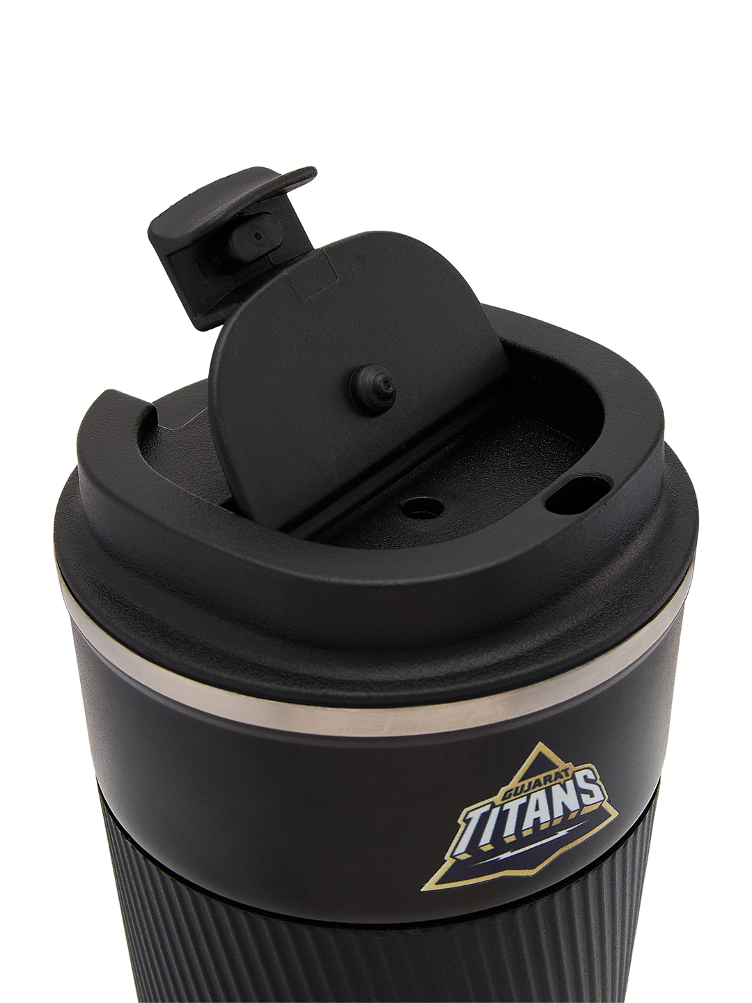 Gujarat Titans Vacuum Insulated Double-Walled with Spill Proof Flip Top Stainless Steel Coffee Tumbler - 400 ML (Black) (7)