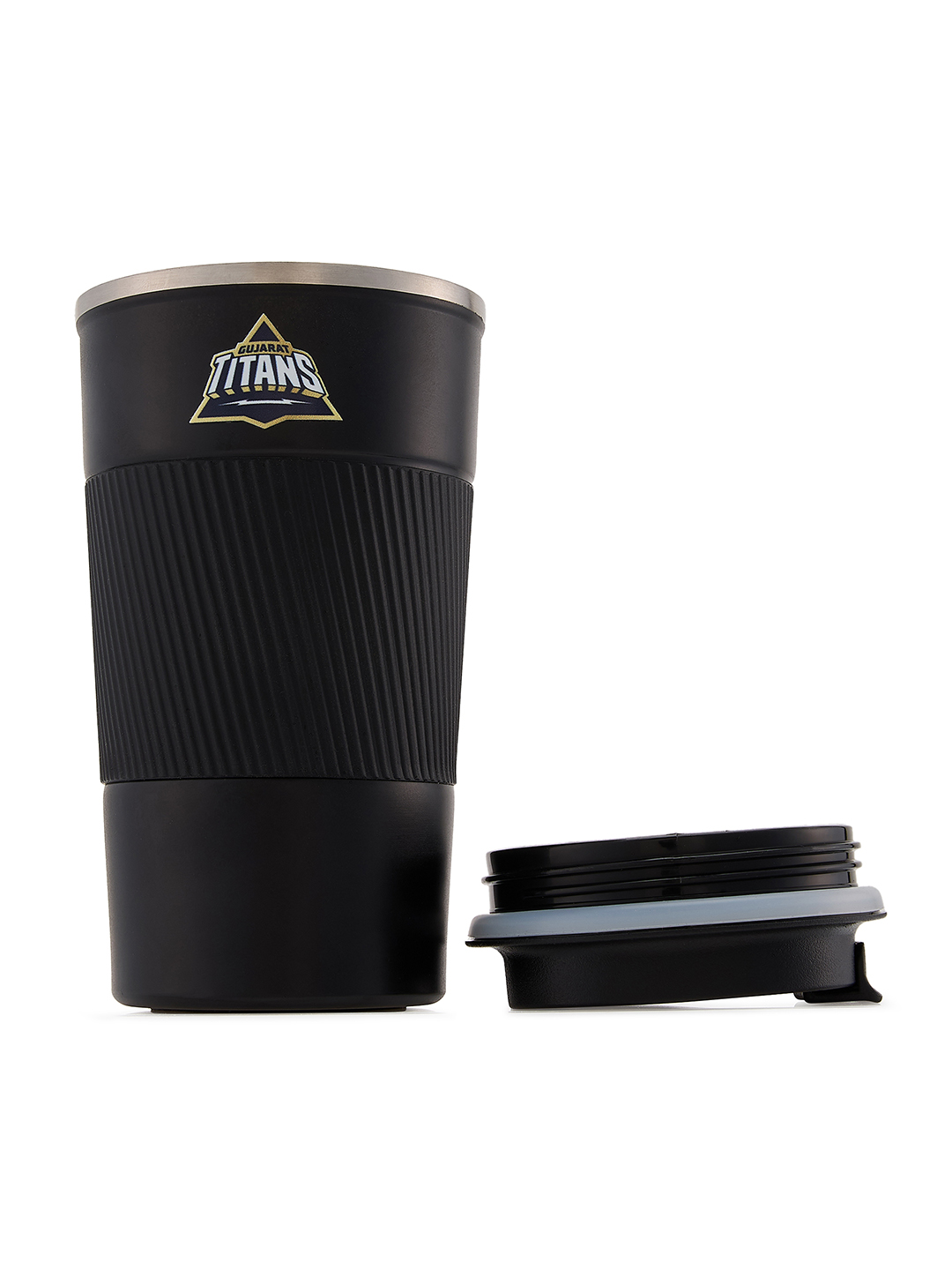 Gujarat Titans Vacuum Insulated Double-Walled with Spill Proof Flip Top Stainless Steel Coffee Tumbler - 400 ML (Black) (8)