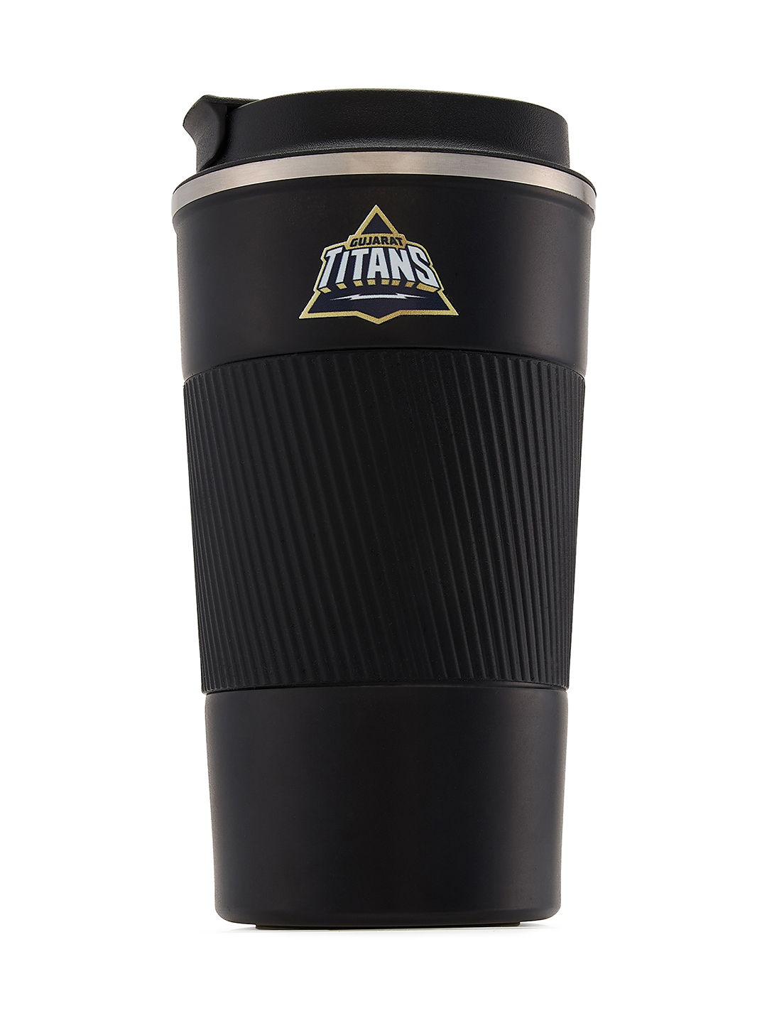 Vacuum Insulated Double-Walled with Spill Proof Flip Top Stainless Steel Coffee Tumbler - 400 ML (Black)