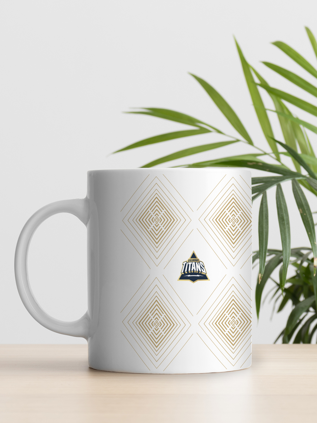 Gujarat Titans White and Navy Blue Printed Aava De Ceramic Glossy Coffee Mug 325 ml - (Pack of 1) (1)