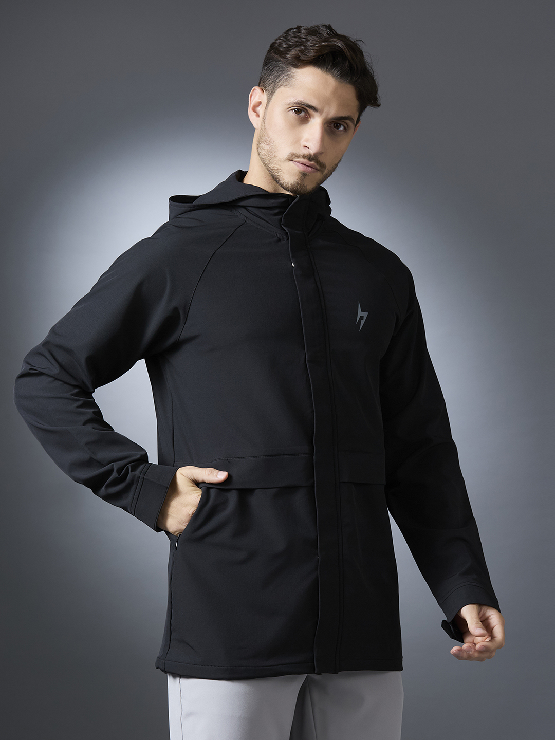 Hardik Pandya Ace Long-Sleeve Regular Fit Jacket in Black for Men (4)