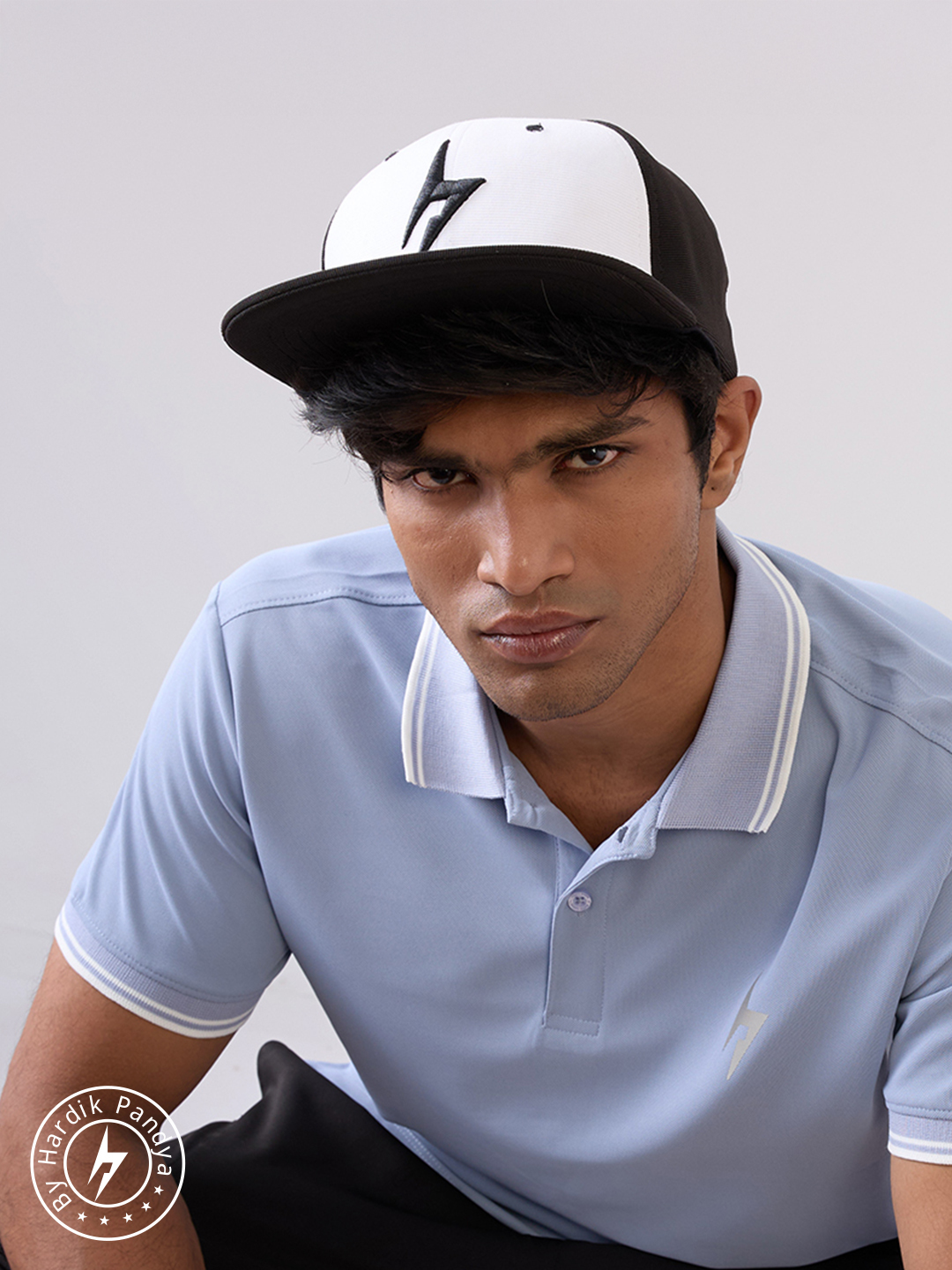 Hardik Pandya Bolt Mesh Snapback Adjustable Hiphop Polyester Cap (White Black)