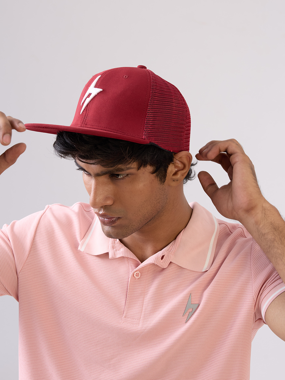 Hardik Pandya Bolt Mesh Snapback Lightweight Adjustable Hiphop Polyester Cap (Maroon) (2)