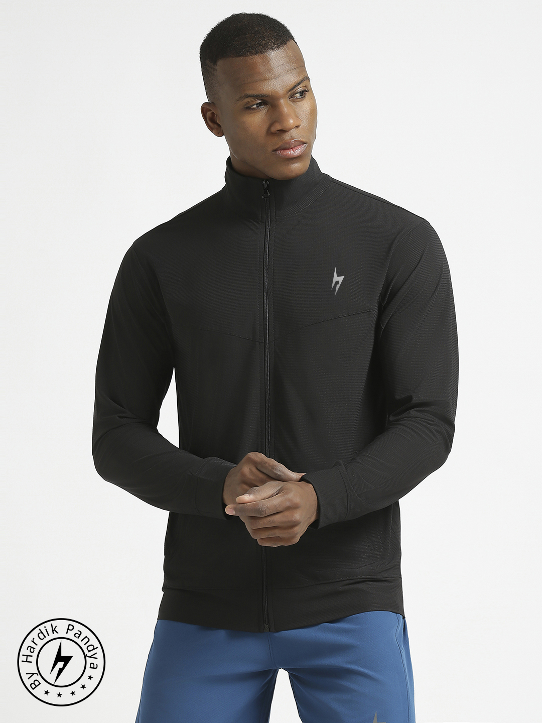 Hardik Pandya Elevate Long-Sleeve Regular Fit Performance Jacket in Black for Men
