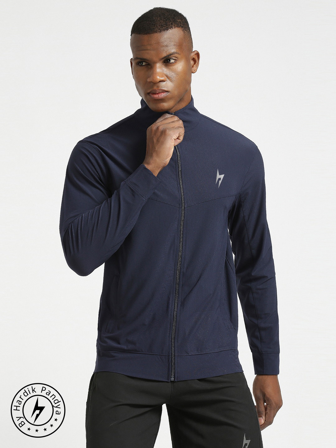 Elevate Long-Sleeve Regular Fit Performance Jacket in Navy Blue for Men