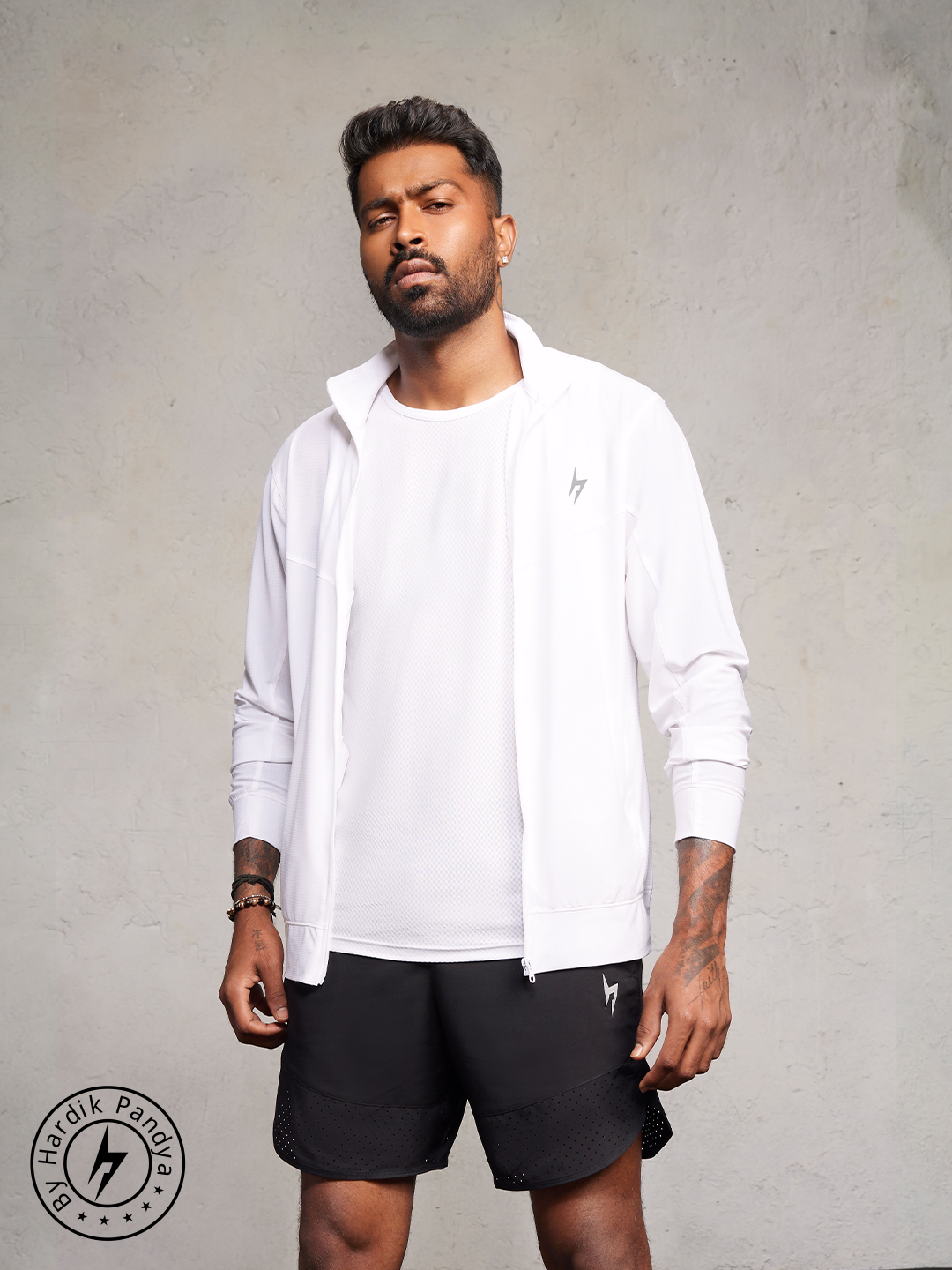 Hardik Pandya Elevate Long-Sleeve Regular Fit Performance Jacket in White for Men