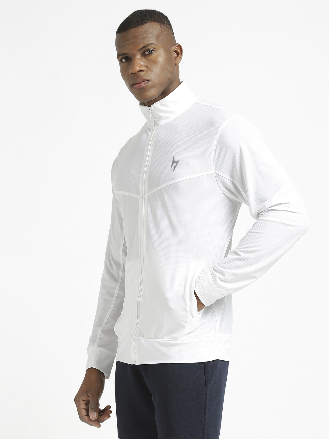 Hardik Pandya Elevate Long-Sleeve Regular Fit Performance Jacket in White for Men (3)