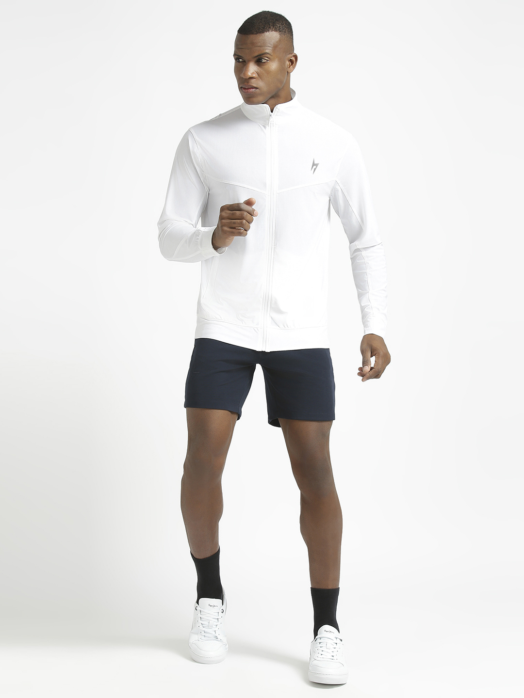 Hardik Pandya Elevate Long-Sleeve Regular Fit Performance Jacket in White for Men (4)