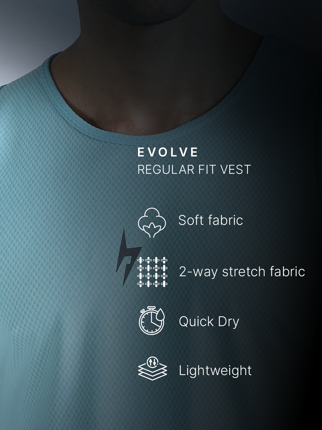 Hardik Pandya Evolve Regular Fit Vest in Aqua for Men (10)