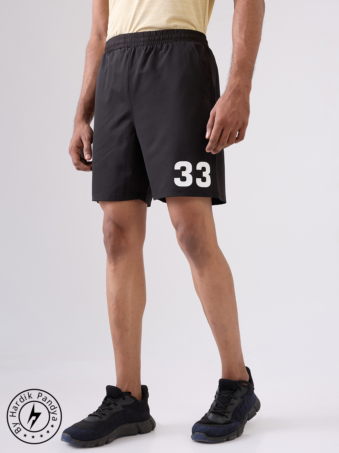 Men Alpha 33 Athletic Lightweight Activewear Black Shorts for Workout, Gym, Running, Yoga and Sports