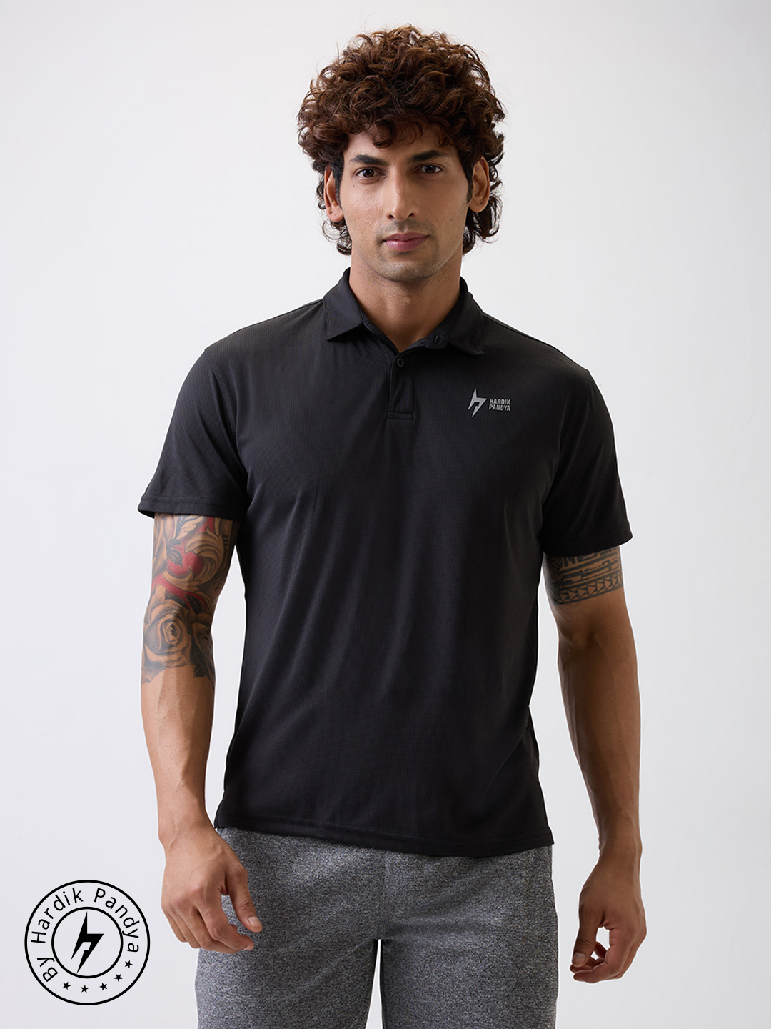 HP Black Round Neck Polos
