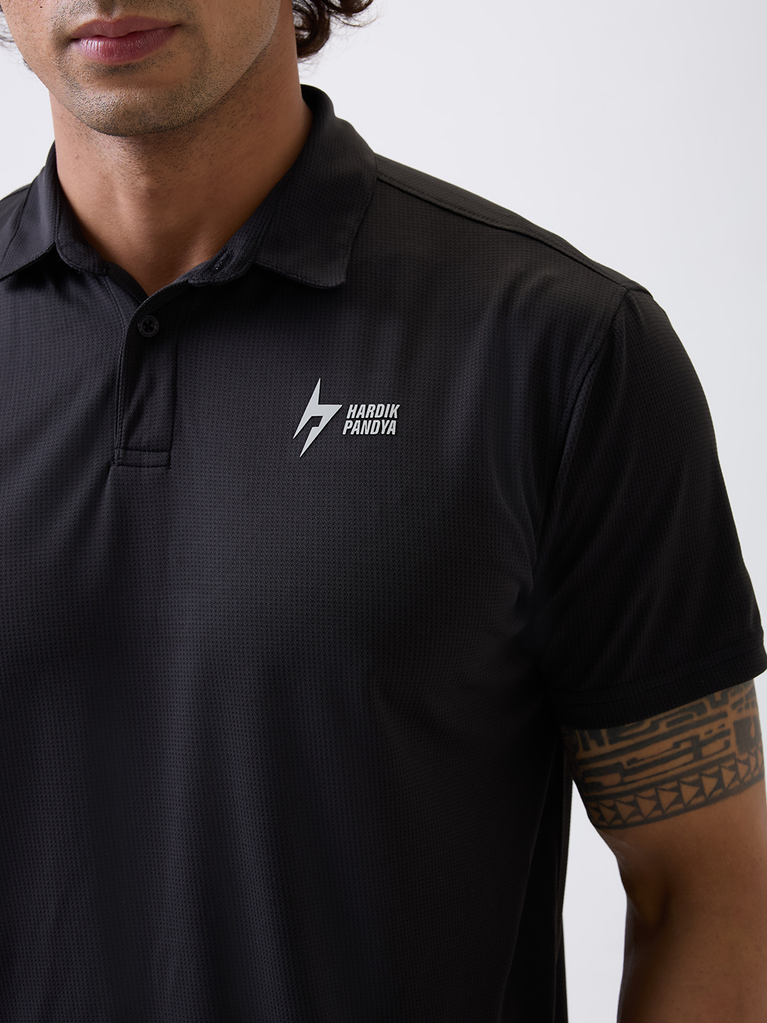 Hardik Pandya HP Black Round Neck Polos (2)