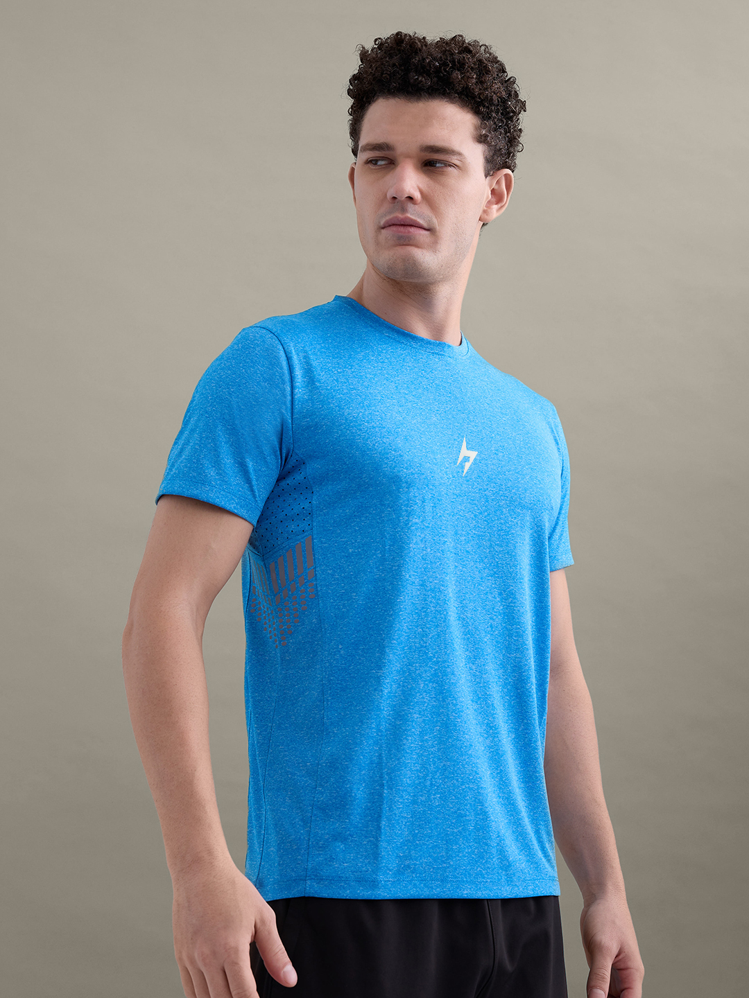 Hardik Pandya Men GameTime Round Neck T-Shirt in Blue Grindle for Gym, Running, Yoga, Indoor & Outdoor Sports (4)