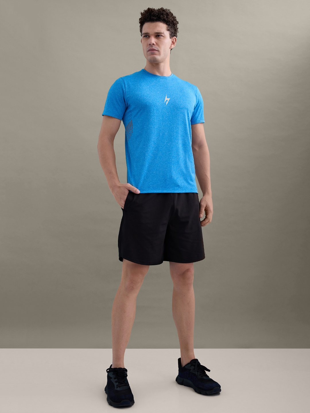 Hardik Pandya Men GameTime Round Neck T-Shirt in Blue Grindle for Gym, Running, Yoga, Indoor & Outdoor Sports (6)