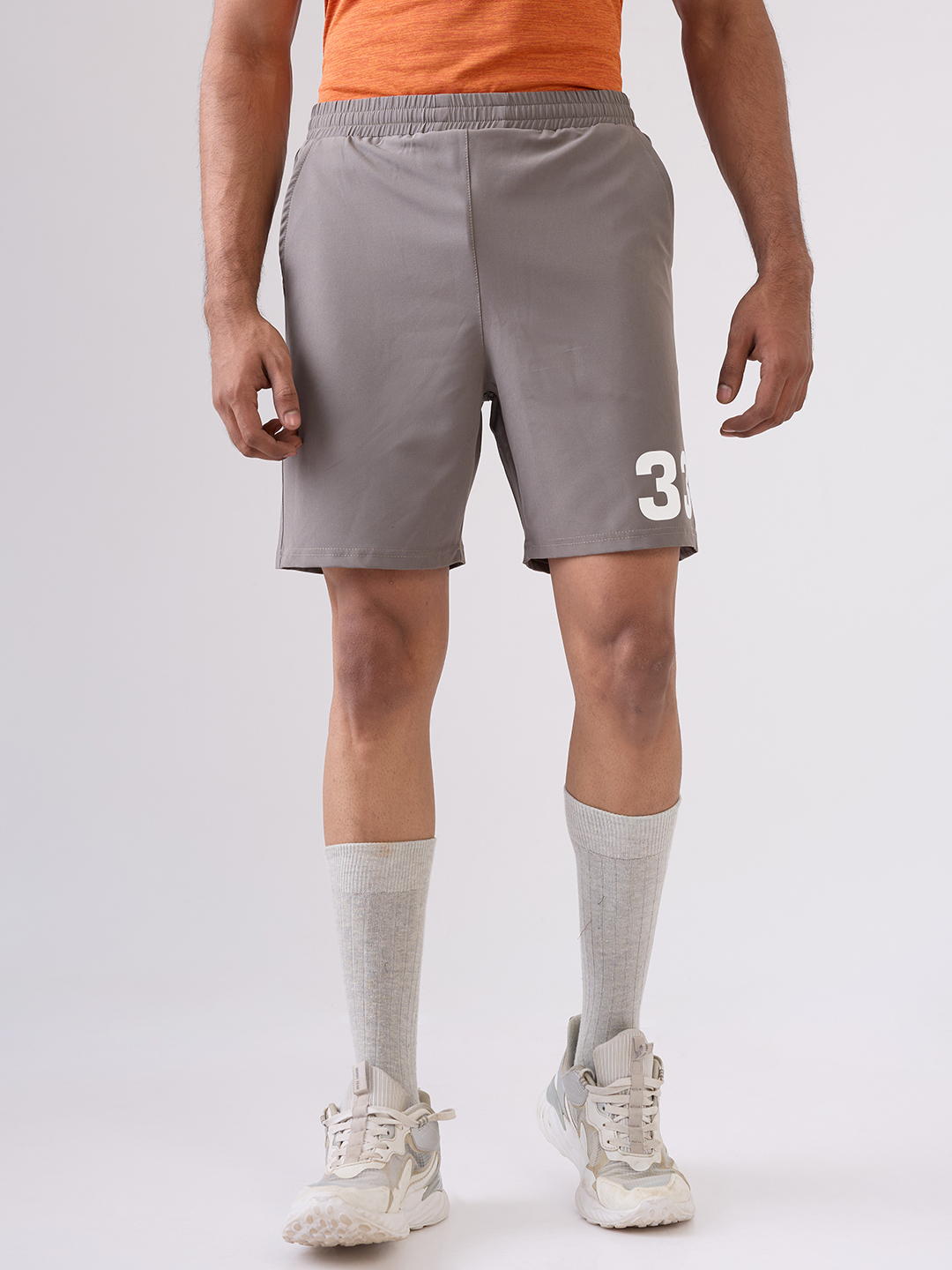 Hardik Pandya Men Alpha 33 Athletic Lightweight Activewear Dark Beige Shorts for Workout, Gym, Running, Yoga and Sports (2)
