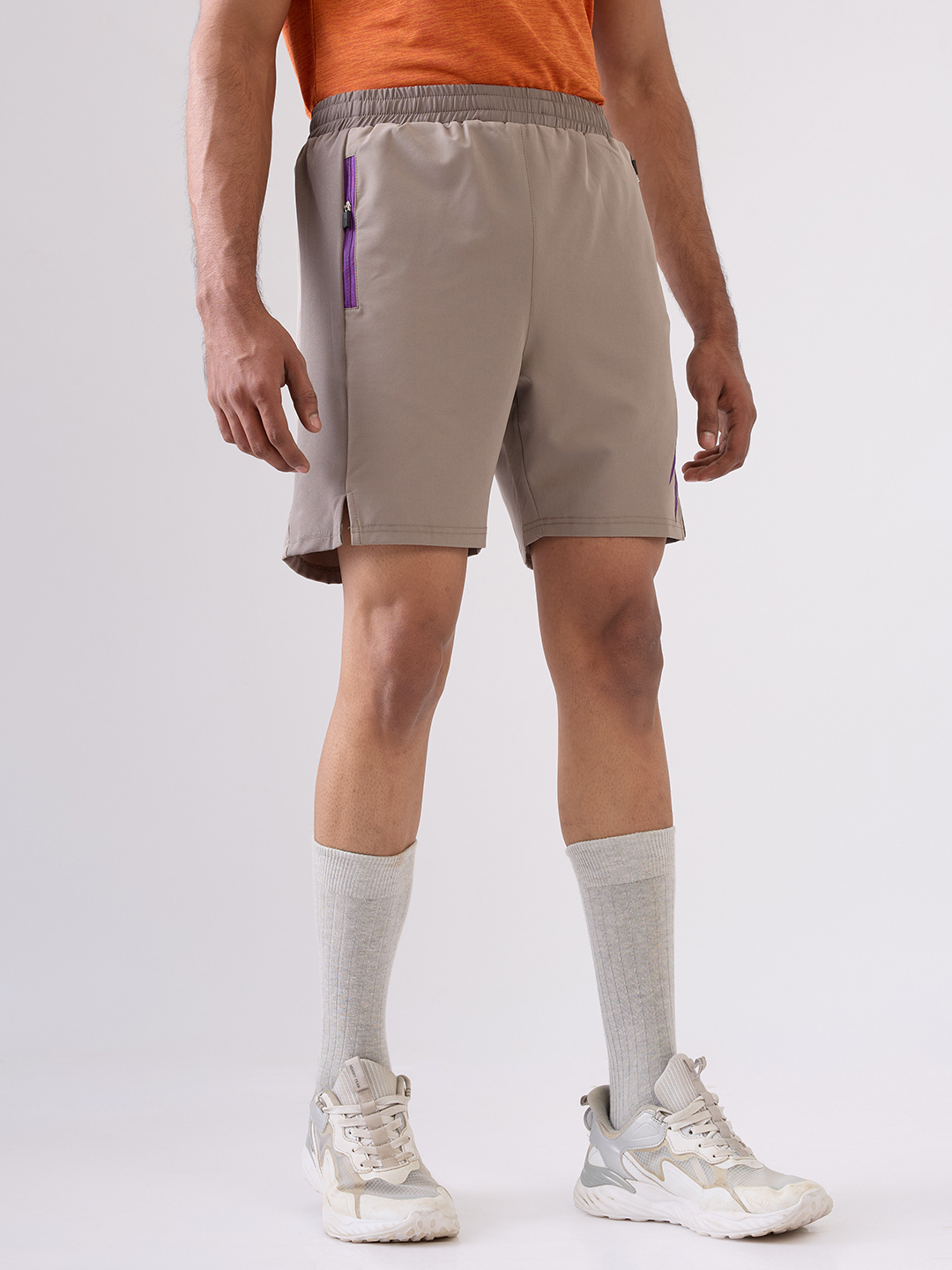 Hardik Pandya Men Hustle Lightweight Activewear Lt. Beige & Dark Beige Shorts for Workout, Gym, Running, Yoga and Sports (5)