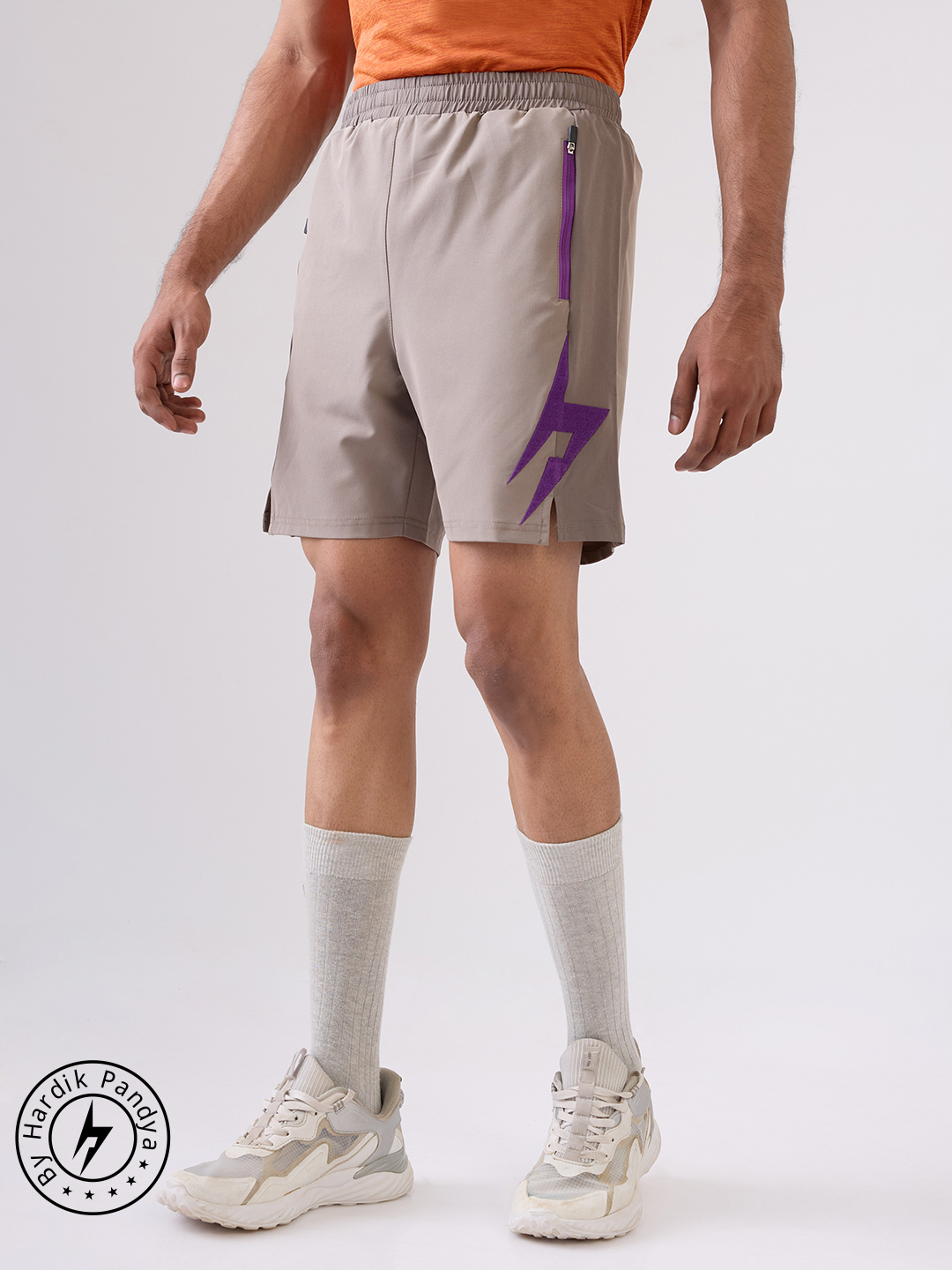 Hardik Pandya Men Hustle Lightweight Activewear Lt. Beige & Dark Beige Shorts for Workout, Gym, Running, Yoga and Sports