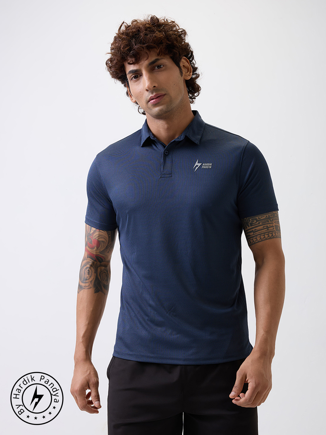HP Navy Round Neck Polos