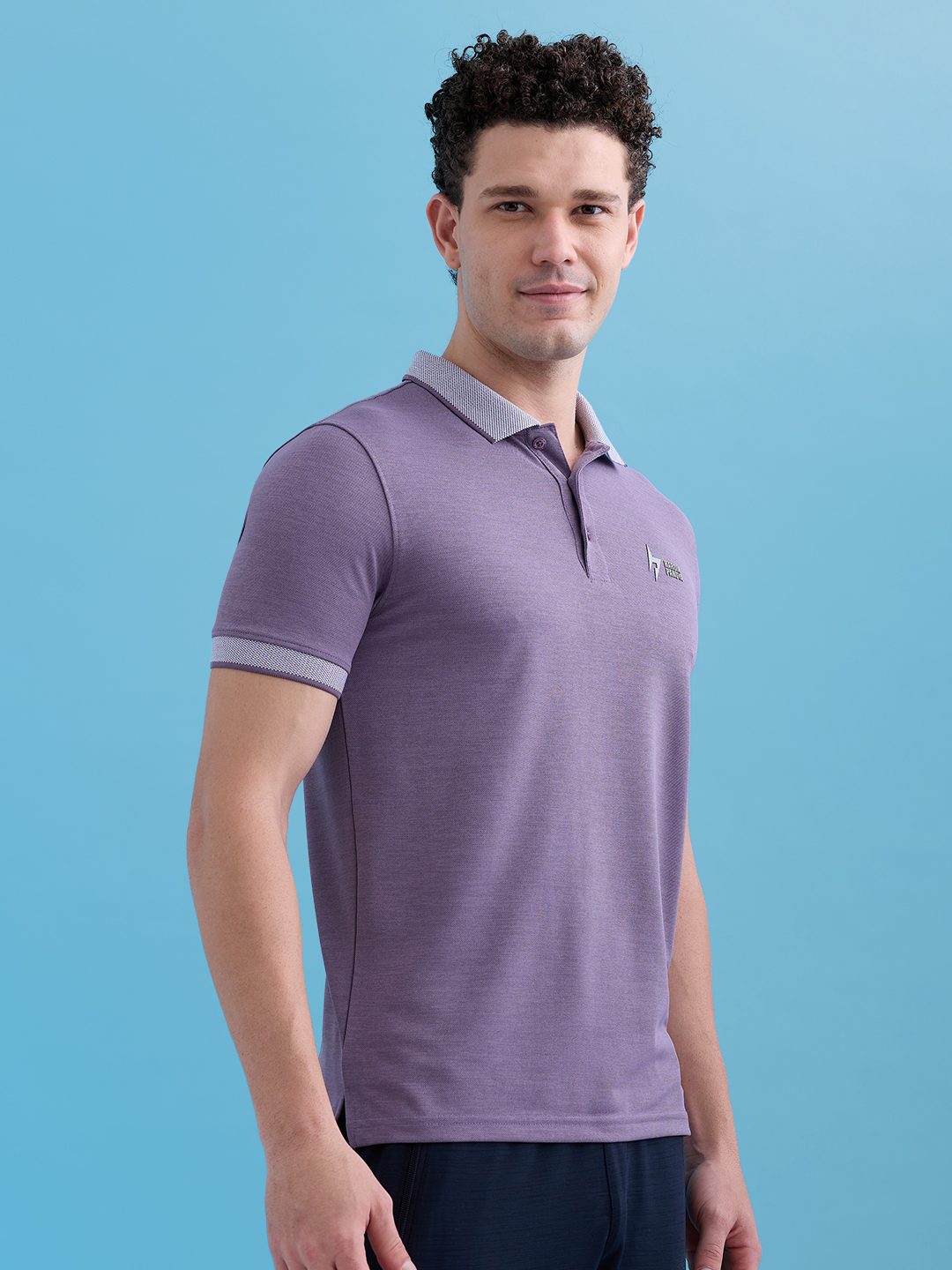 Hardik Pandya Men MVP Athleisure Polo Neck Casual Wear Purple T-Shirt with Lightweight and Stretchable Fabric (4)