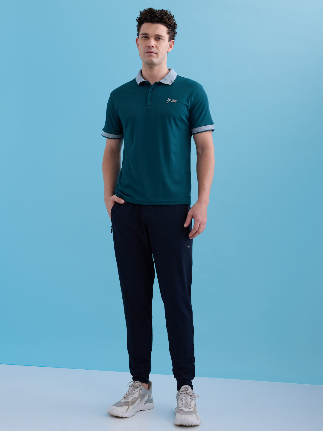 Hardik Pandya Men MVP Athleisure Polo Neck Casual Wear Teal Green T-Shirt with Lightweight and Stretchable Fabric (6)