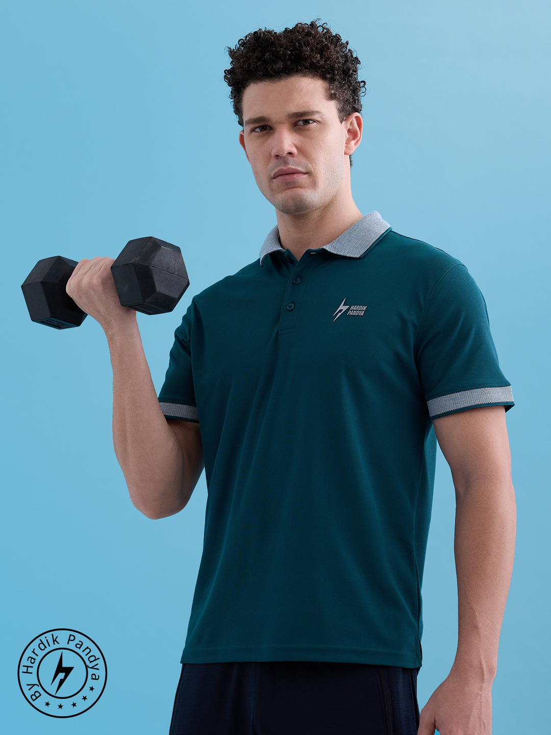 Men MVP Athleisure Polo Neck Casual Wear Teal Green T-Shirt with Lightweight and Stretchable Fabric