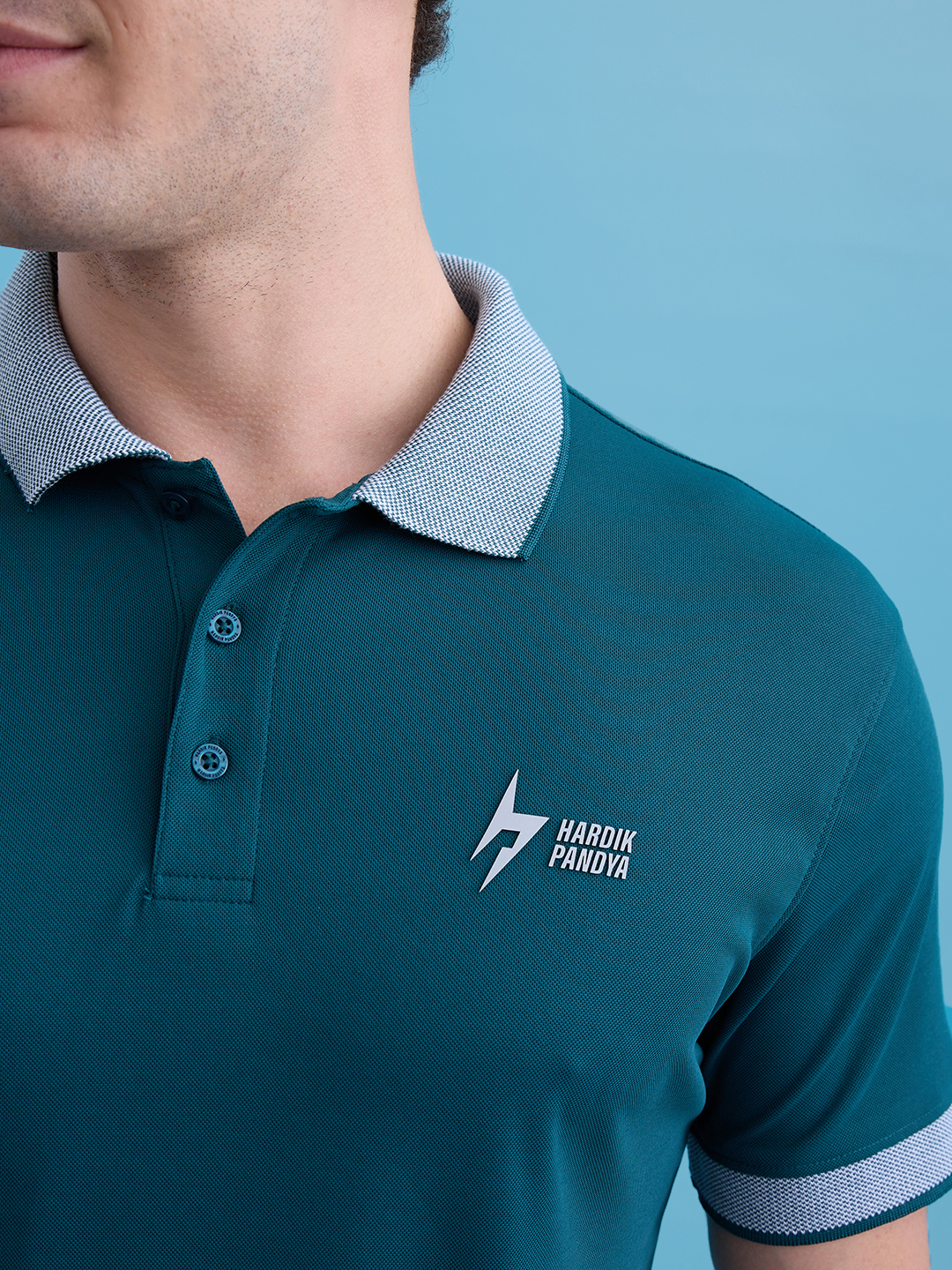 Hardik Pandya Men MVP Athleisure Polo Neck Casual Wear Teal Green T-Shirt with Lightweight and Stretchable Fabric (5)