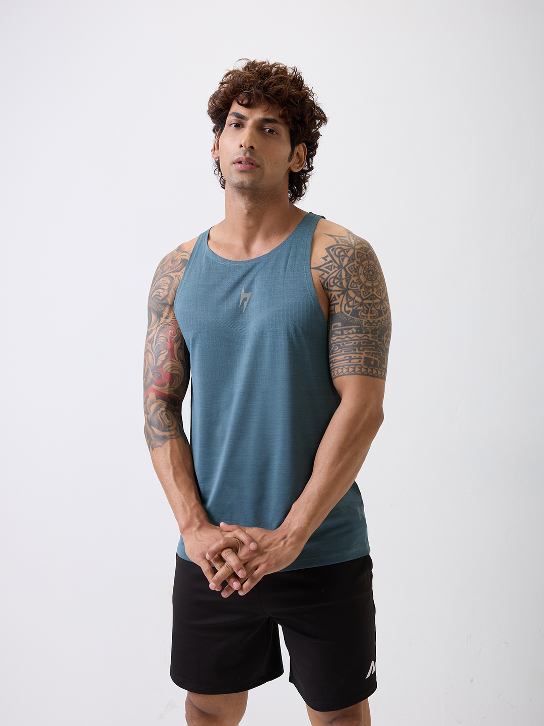 Hardik Pandya HP Teal Round Neck Vests (5)