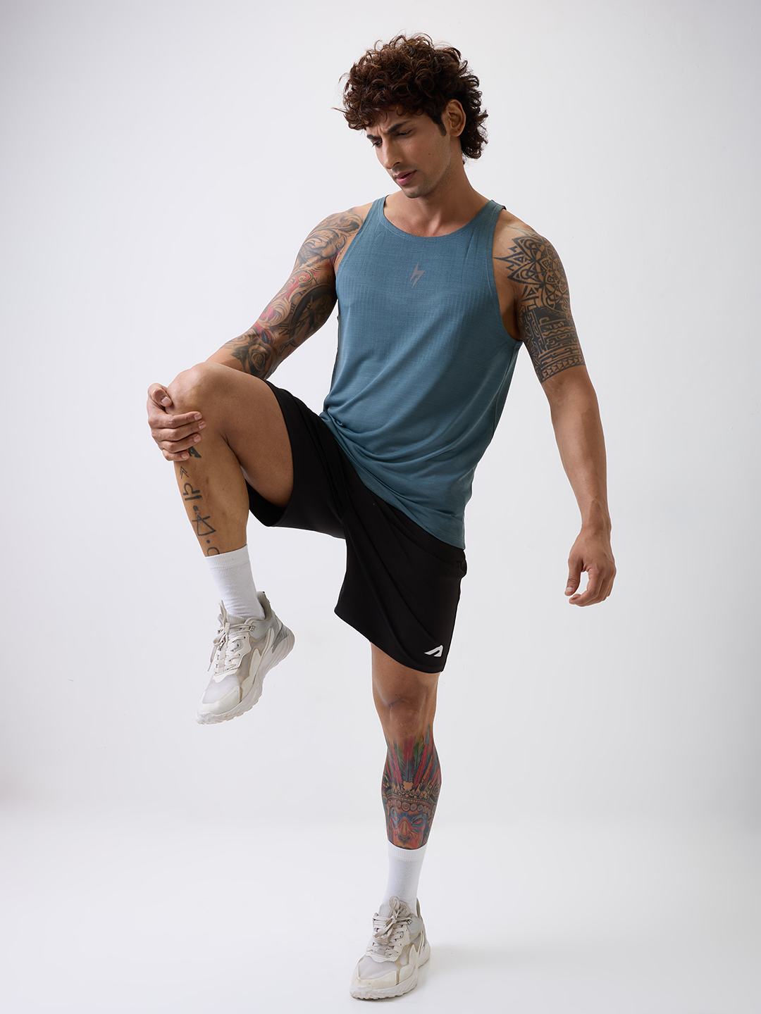 Hardik Pandya HP Teal Round Neck Vests (7)